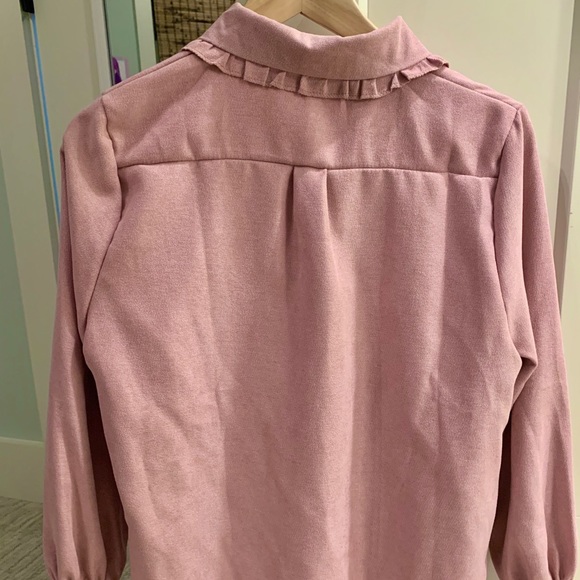 pink Peter Pan collar ruffle long sleeve blouse - Picture 3 of 4